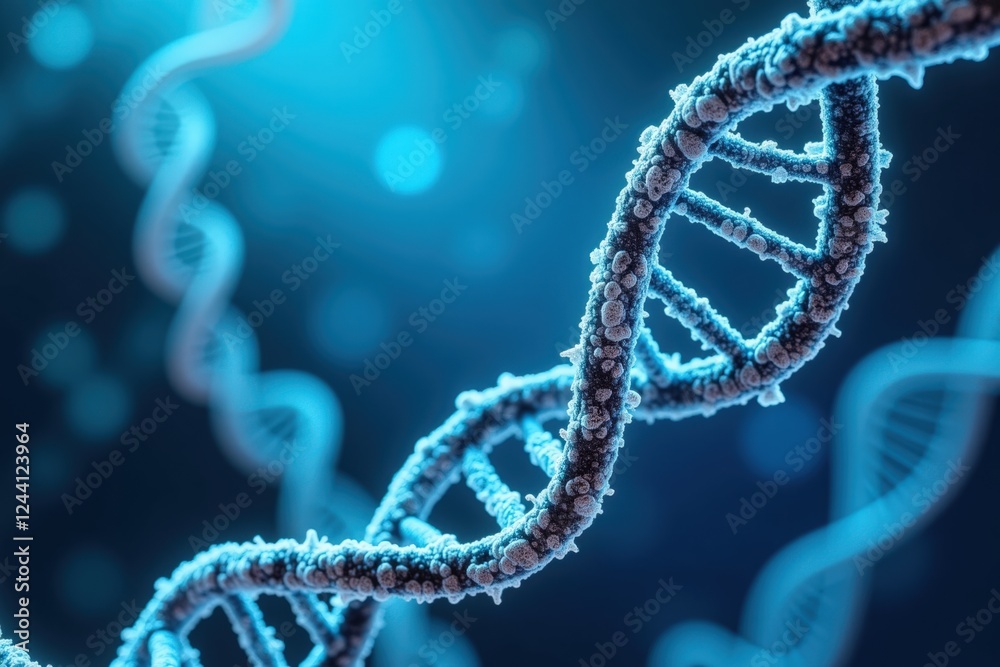 Close-Up View of DNA Helix Structure in Laboratory Setting, Illustrating Genetic Science and Molecular Biology Concepts Close-Up View of DNA Helix Structure in Laboratory Setting, Illustrating Genetic Science and Molecular Biology Concepts