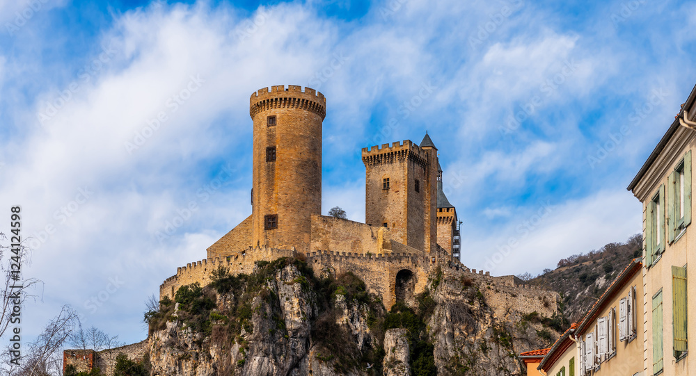 Φωτογραφία Medieval castle of Foix on a promontory, in Ariege, in Occitanie, France