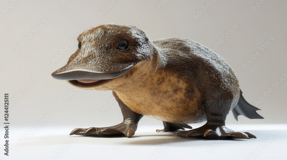 Obraz premium Cute cartoon platypus character with a playful expression and glossy coat