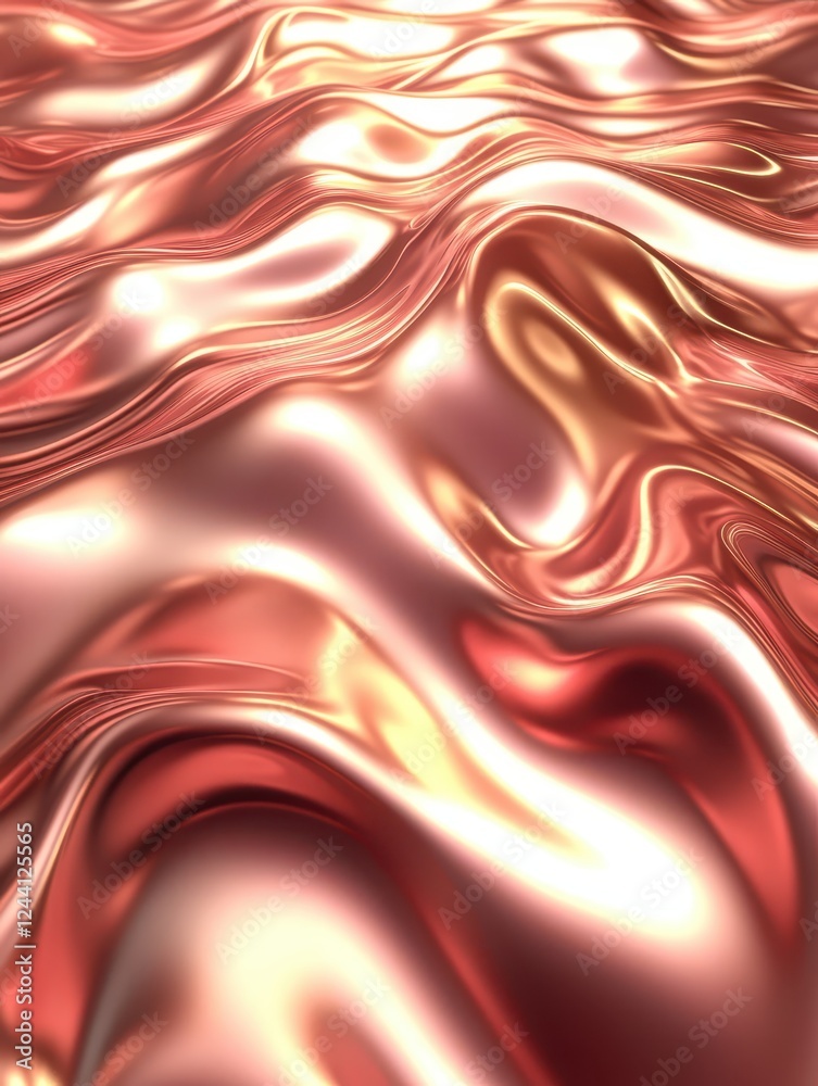 Fototapeta premium Luxurious high-detail surface showcasing shimmering waves in soft golden hues