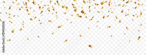Gold confetti. Celebration carnival falling shiny glitter confetti in gold color. Luxury greeting card. Vector illustration
