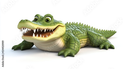 Playful Cartoon Crocodile with Big Smile and Sharp Teeth