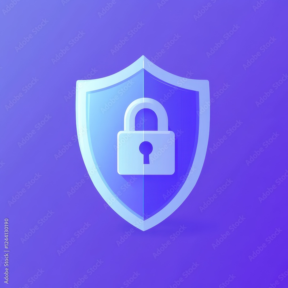 Vector illustration of a shield with a padlock representing security and protection in a modern digital context Vector illustration of a shield with a padlock representing security and protection in a modern digital context