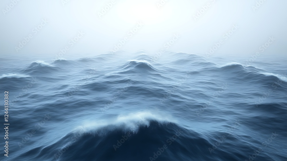 Fototapeta premium Rolling Ocean Waves Under a Misty Sky
