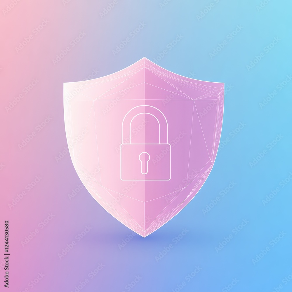 Vector illustration of a shield with a lock symbol representing digital security and protection concepts Vector illustration of a shield with a lock symbol representing digital security and protection concepts