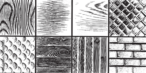 Rustic and distressed black and white surface textures