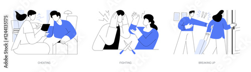 Relationship problems isolated cartoon vector illustrations se