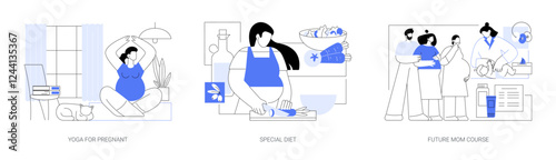Modern pregnancy isolated cartoon vector illustrations se