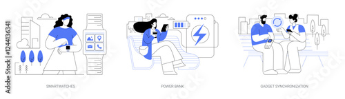 Gadgets use isolated cartoon vector illustrations se