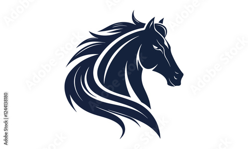 Horse Emblem. Horse Line Logo Design. Running Horse Icon Isolated On White Background - Vector Illustration, Editable Template For Your Logo Design
