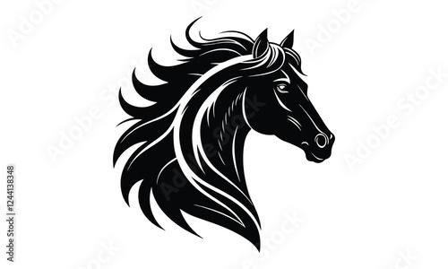 Horse Emblem. Horse Line Logo Design. Running Horse Icon Isolated On White Background - Vector Illustration, Editable Template For Your Logo Design