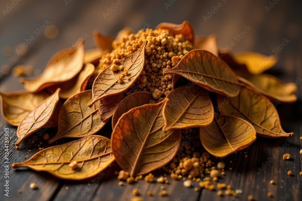 Loose, dried tobacco, showing varied shades of brown , dry, leaf Loose, dried tobacco, showing varied shades of brown , dry, leaf