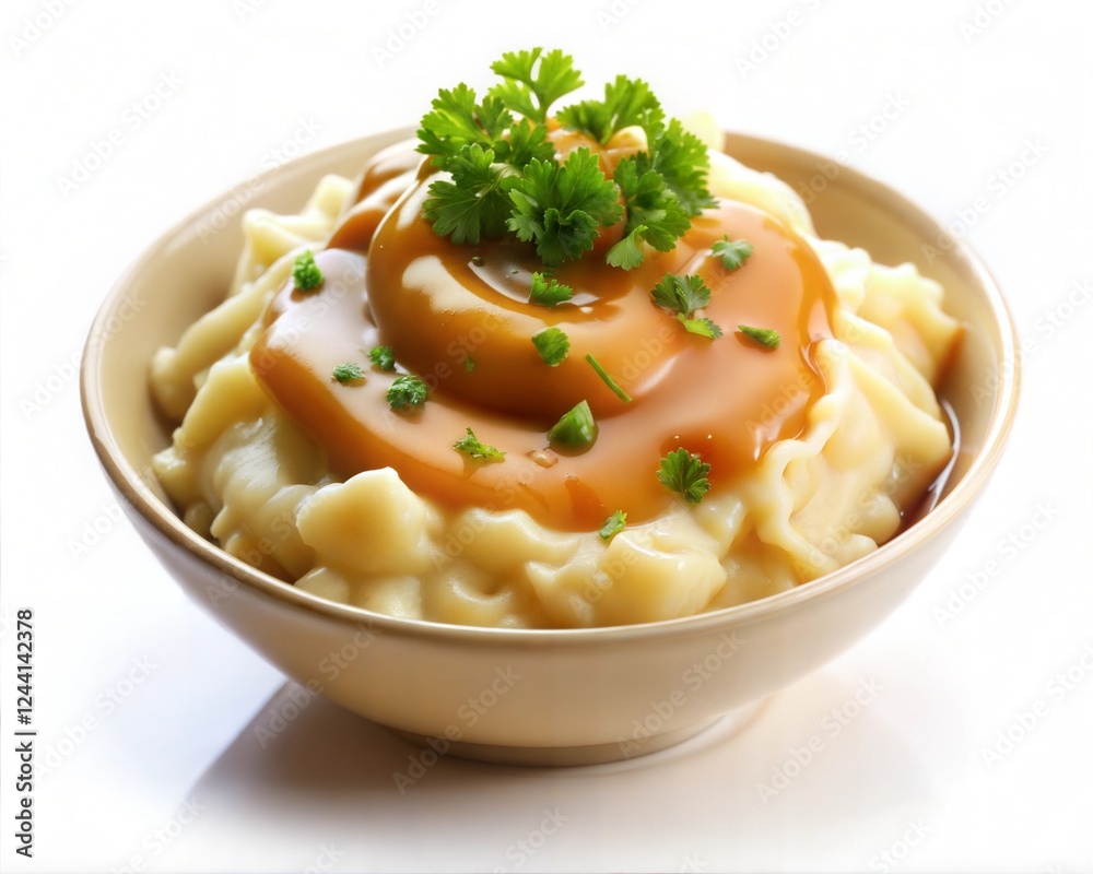 Mashed potatoes with parsley on white. Mashed potatoes with parsley on white.