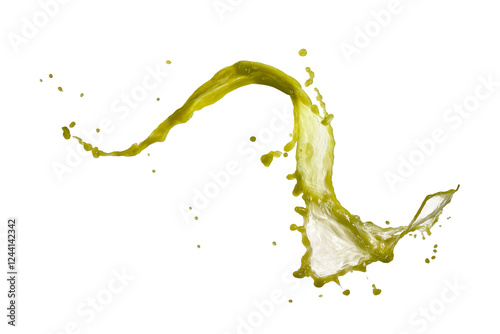Green matcha splash on white background, studio shot