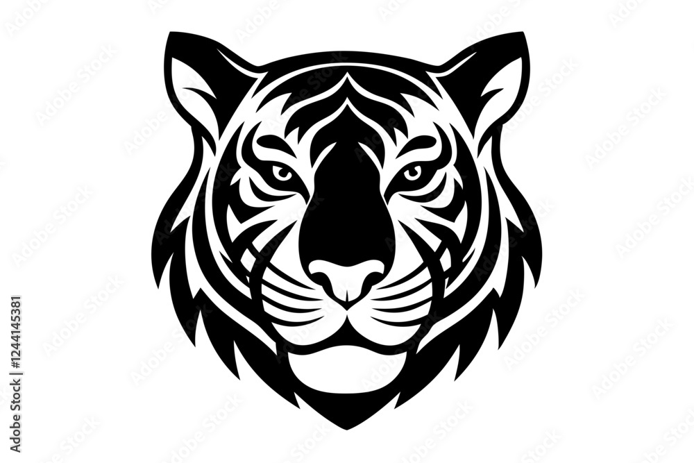 tiger head vector silhouette vector illustration, tiger head logo 