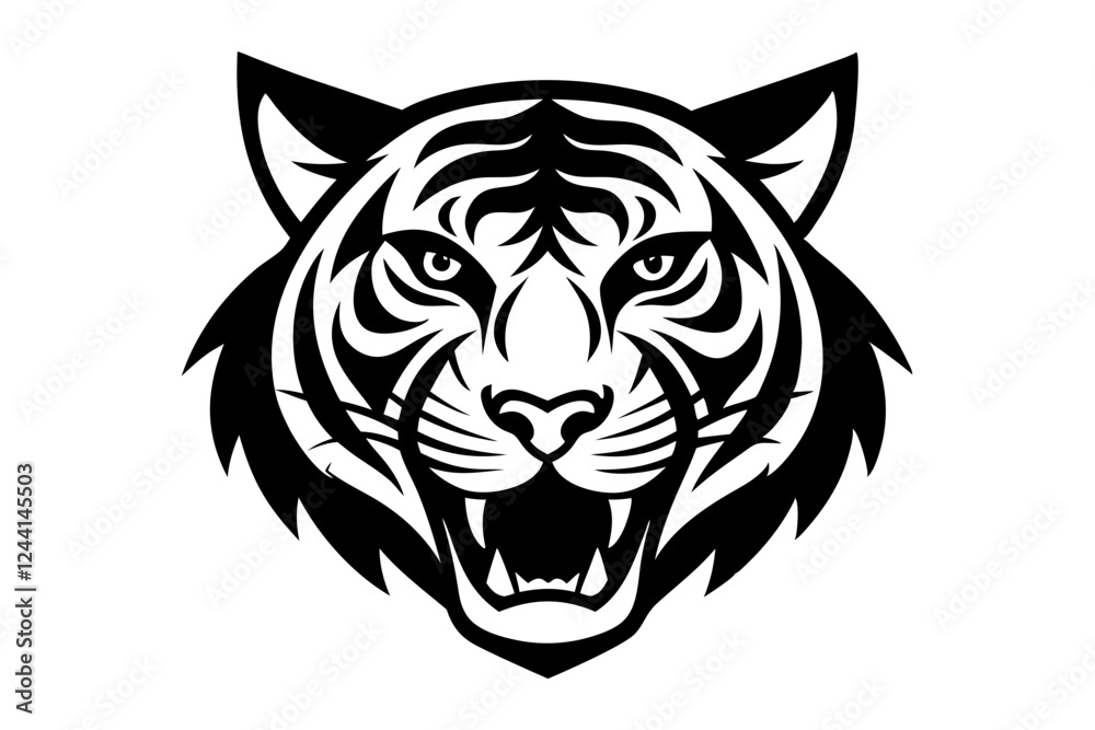 Obraz premium tiger head vector silhouette vector illustration, tiger head logo 