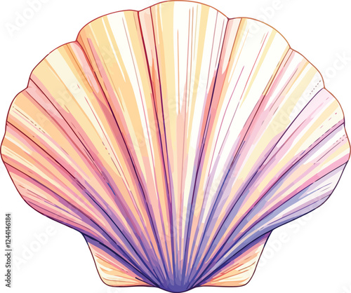 Vsai vibrant seashell with pastel hues and texture