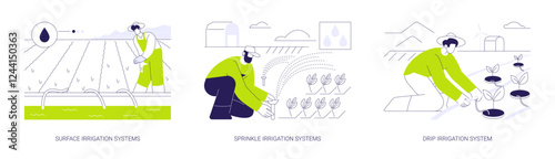 Irrigation systems abstract concept vector illustrations.