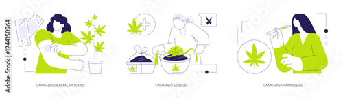 Legalized marijuana abstract concept vector illustrations.