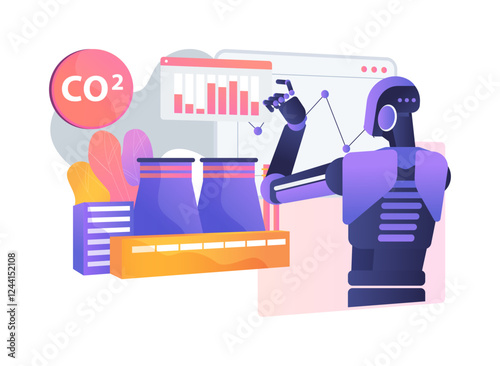 AI-Monitored Pollution Control abstract concept vector illustration.