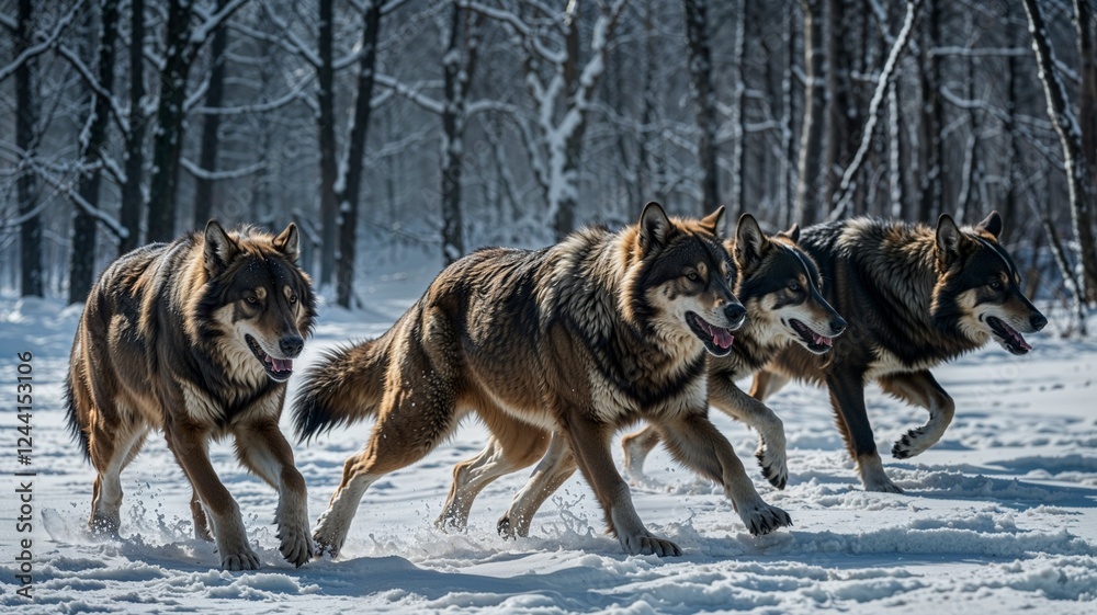 Naklejka premium Ethereal Synthesis: AI Rainforest Reborn in Glass Domes Under a Quantum Moon