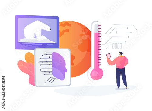 AI-Analyzed Climate Change abstract concept vector illustration.