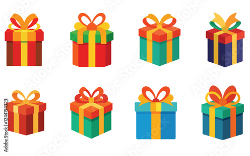Gift box vector illustration on white background, gift box vector set