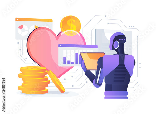 AI-Supported Fundraising Forecasting abstract concept vector illustration.