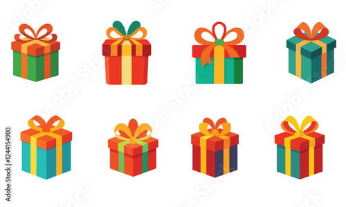Gift box vector illustration on white background, gift box vector set