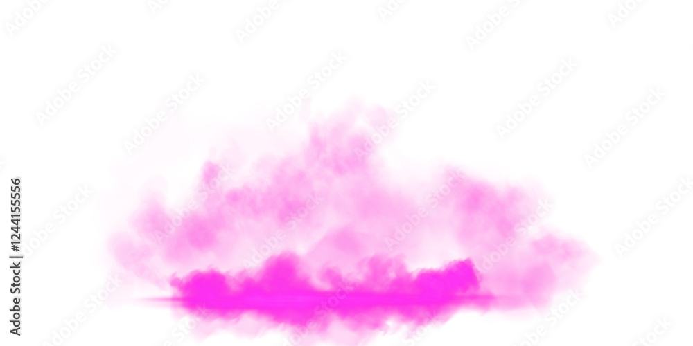 Fototapeta premium Pink stage with smoke and particle saw light on the floor. Neon light. Empty pink stage and studio room with floating smoke. For product demonstrations. Misty texture overlays background. PNG.
