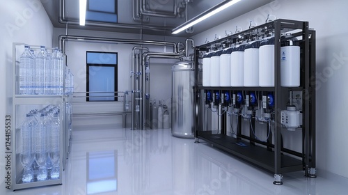 A reverse osmosis water purification station designed for a water refilling business photo