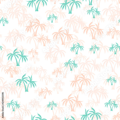 Palm jungle seamless pattern. Textile print with trees. Paradise vector backg...