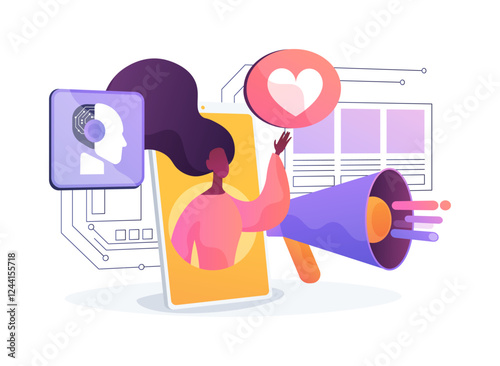 AI-Analyzed Advocacy Campaigns abstract concept vector illustration.