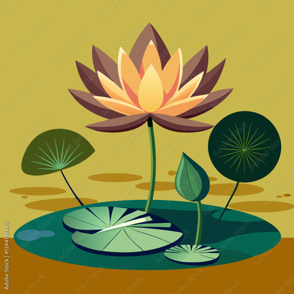 Naklejka premium Lotus flower vector silhouette