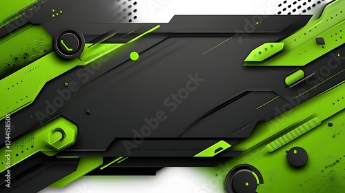 Abstract Green Black Geometric Technology Design