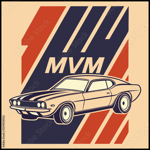 MVM Classic Muscle Car - Vintage Automotive T-Shirt Design