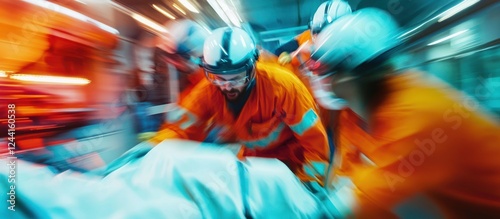 Emergency responders treat patient in speeding ambulance