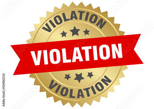 violation. violation round red and gold label isolated on transparent background