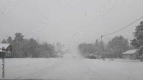Driving through snow storm