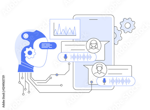 AI-Enhanced Social Media Listening abstract concept vector illustration.