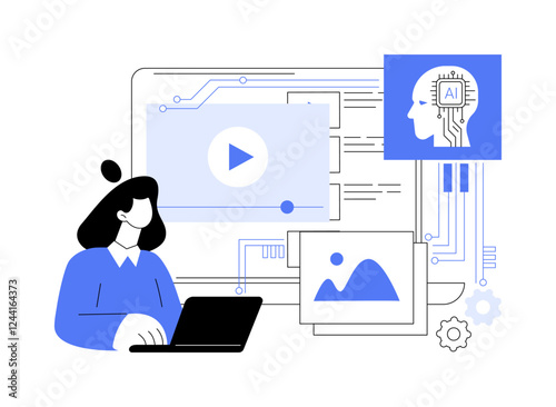 AI-Powered Visual Content Creation abstract concept vector illustration.