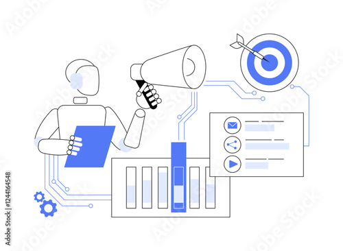 AI-Driven Behavioral Targeting abstract concept vector illustration.