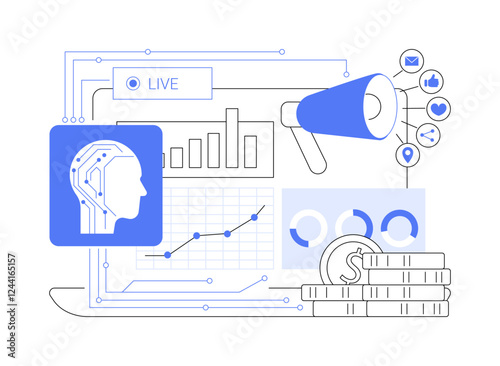 AI-Enhanced Real-Time Marketing abstract concept vector illustration.