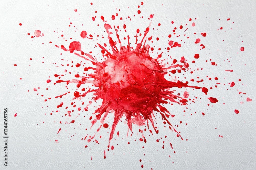 Bold red paint creates a vibrant splash against a pure white backdrop, showcasing an energetic and artistic display of color dynamics Bold red paint creates a vibrant splash against a pure white backdrop, showcasing an energetic and artistic display of color dynamics