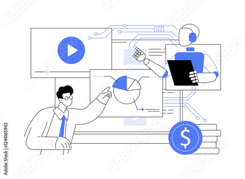 AI-Enhanced Video Marketing Analytics abstract concept vector illustration.
