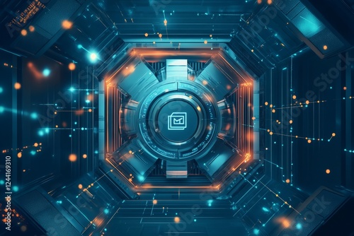 de fi crypto digital vault, surrounded by secure icons and data points, symbolizing protected information