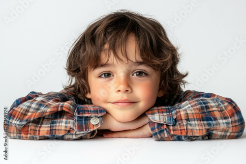 Boy Child On A White Backgr...