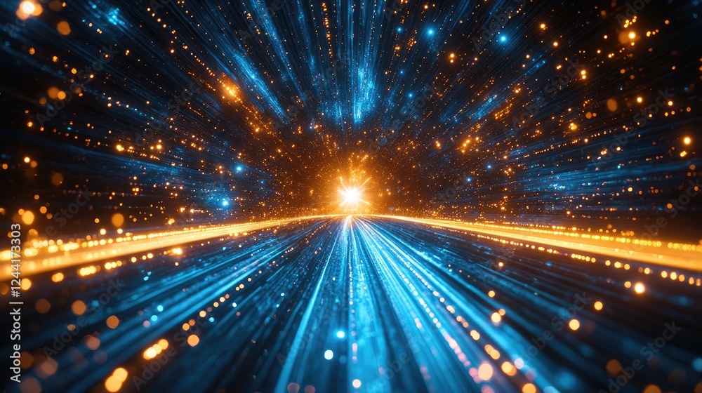 Obraz premium A dynamic visualization of light and energy, suggesting motion through space.