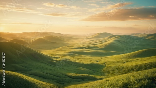 Sunrise over the spring hills