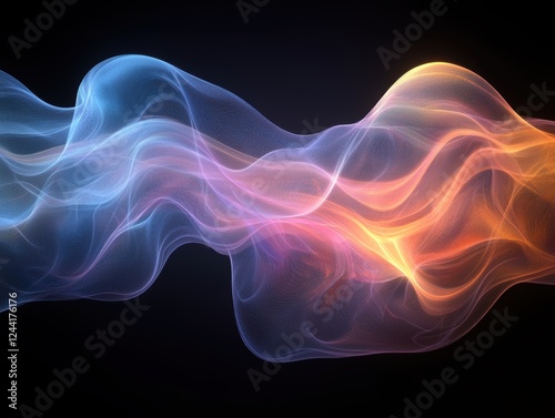 Abstract flowing waves of color and light on a dark background.